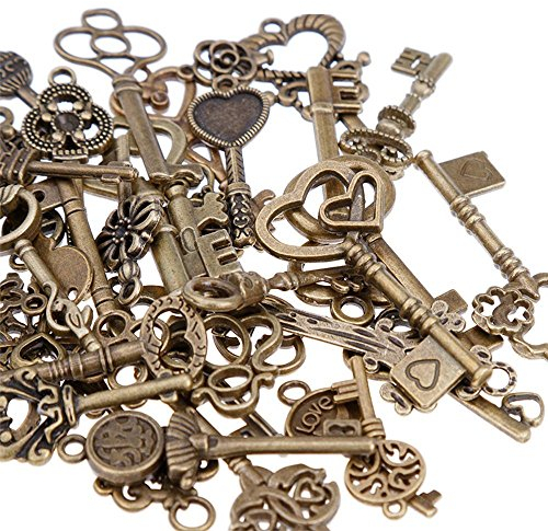 GOLDGE 80er Vintage Deko Schlüssel Bronze Schlüssel Retro Anhänger für Halskette zum Herstellen von Schmuck, Basteln