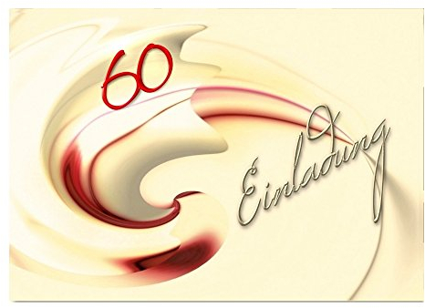 DigitalOase Einladungskarten 60. Geburtstag MIT INNENTEXT Geburtstagskarten MENGE WÄHLBAR Klappkarten Kuverts Format DIN A6#MUSC (5)