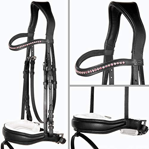 Heinick-Reitsport Trense Soft anatomisch Custom Weiß ~ Rose ~ WB VB Größe Vollblut/Cob