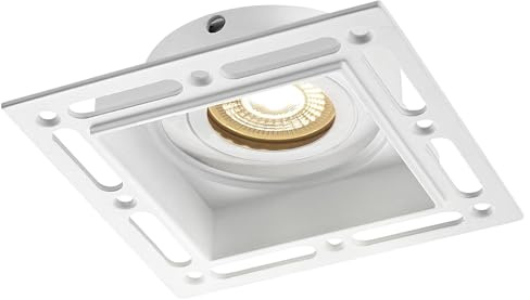 National Lighting Horizon Matt White Square Trimless Plaster in GU10 LED Anti Glare Low Profile Die Cast Tilt Rotate Ceiling Downlight Spotlight