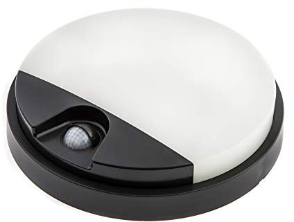 HUBER LED Wandlampe mit Bewegungsmelder 140° 10W, 957lm I IP54 geschützte LED Außenleuchte mit Bewegungssensor I Wandleuchte innen, rund, anthrazit