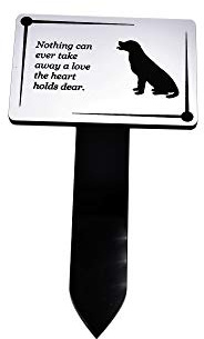 OriginDesigned Placa conmemorativa para perro, color plateado y negro, resistente al agua para jardín al aire libre