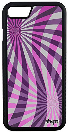 Coque Silicone Telephone pour Apple iPhone 7 Illusion d'optique geometrique Soleil Effet Pas Cher Antichoc Fond Portable Violet Metal 4G