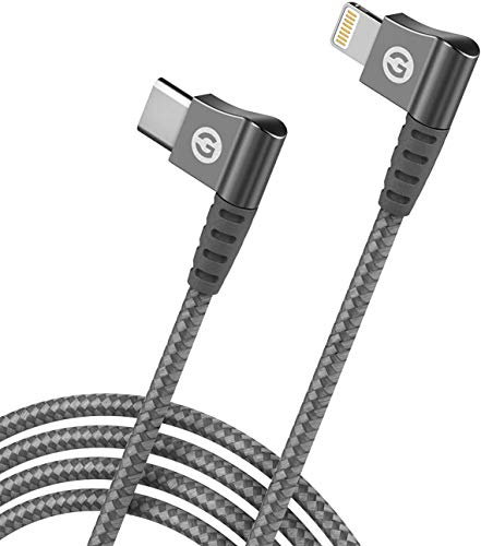 GALVANOX Right Angle Lightning to USB-C Cable (Apple MFi Certified) Braided iPhone Charger L-Shape Cord for Fast Charging iPhone 12/13/14 Pro Max/SE/11/Xs/XR