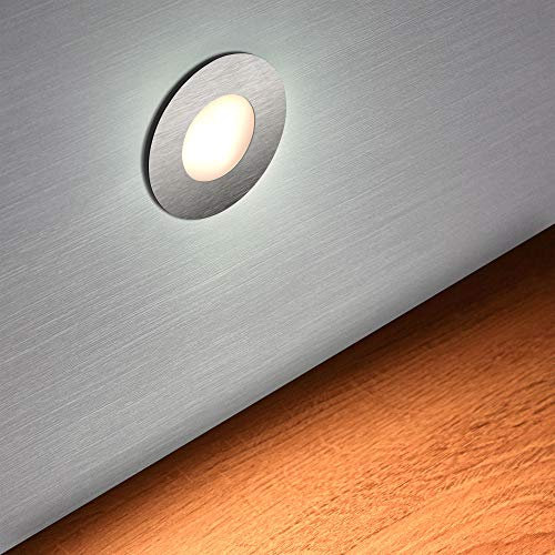 max K O M F O R T LED Treppenbeleuchtung 230V warmweiß 0,5W RUND Treppenleuchte Wand Einbauleuchte Einbaustrahler Treppenlicht Flurleuchte Nachtlicht 6103R