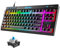 TKL – Gaming-Tastatur, 18 Chroma-RGB-beleuchtete mechanische Tastatur mit LED-Hintergrundbeleuchtung und blauem Schalter, spezielle Multimedia-Tasten, vollständige Anti-Ghosting-Tasten– Schwarz