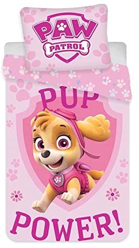 Paw Patrol Skye Kinderbettwäsche Babybettwäsche 2 TLG Set Bettbezug 100x135 + Kissenbezug 40x60 cm, 100% Baumwolle Öko-Tex, rosa