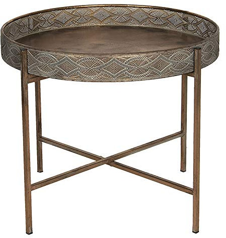 iRULU Clayre & Eef Beistelltisch Ø 60x50 cm Kupferfarbig Eisen Rund