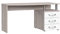 FORTE Rondino Schreibtisch mit 3 Schubladen, Sandeiche kombiniert mit Weiß Glanz, 59,9 x 138 x 70,2 cm