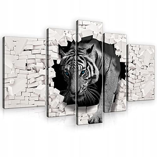 WallArena - Leinwand Bilder - Tiger Abstrakt Tiere - 170x100 cm Leinwandbilder - Bild auf leinwand - Wandbild XXL groß Wandbilder für Wohnzimmer Schlafzimmer Wohnzimmerbilder Modern