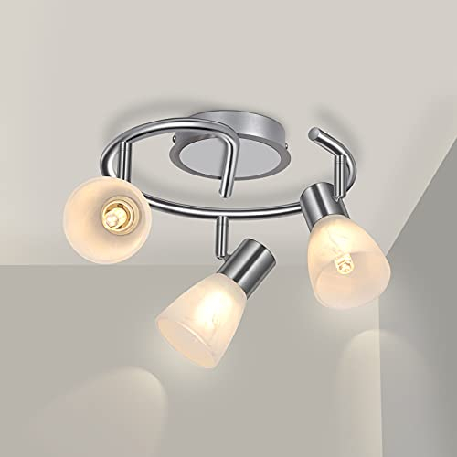 Unikcst 3 Flammig LED Deckenstrahler E14 Rund Schwenkbar Deckenlampe Innen Deckenleuchte 230V für Wohnzimmer Schlafzimmer Ohne Leuchtmittel