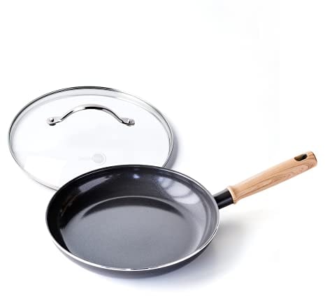 GREENCHEF, poêle à frire antiadhésive en céramique vintage avec couvercle - 26 cm, gris