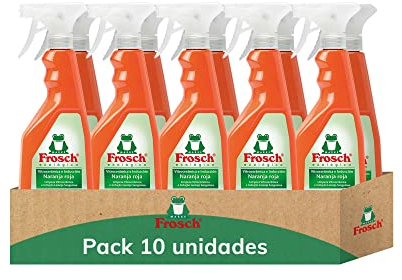Frosch - Limpiador para Vitrocerámica y Placas de Inducción Ecológico Naranja Roja, Acción Protectora, Desengrasante y Brillante, Formato Spray - 10 Unidades x 750 ml