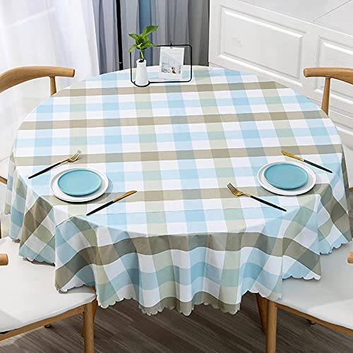 Qkoimpnrd Wachstuchtischdecke Wachstischdecke Anti Heißes PVC Wachstuch Tischdecke Abwischbar Blau 80cm Runder Durchmesser