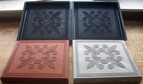 Gießformen-Schalungsformen 2 St. [französische Lilie Orient 30 x 30 cm] -Terrassen/Gehwegplatten selber gießen