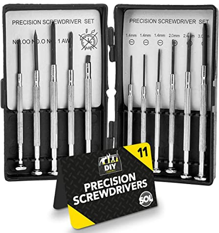 SOL 11pk Mini Precision Screwdriver Set - Small Screwdrivers for Glasses, Watch, PC, Laptop, and Computer Repairs - Compact Micro Screwdrivers for Tightening