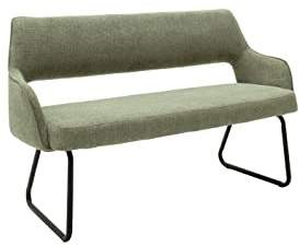 Robas Lund Esszimmerbank mit Rückenlehne, Sitzbank bis 280 kg belastbar, Esszimmerbank mit Stoffbezug Olive
