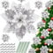 Serwalin 20pcs 14cm Weihnachten Blumen künstliche silbrig Blumen Dekorationen mit Clips Stiele Glitter Weihnachtsbaum Ornamente Weihnachten Hochzeit Party Kranz Girlanden DIY (silbrig)