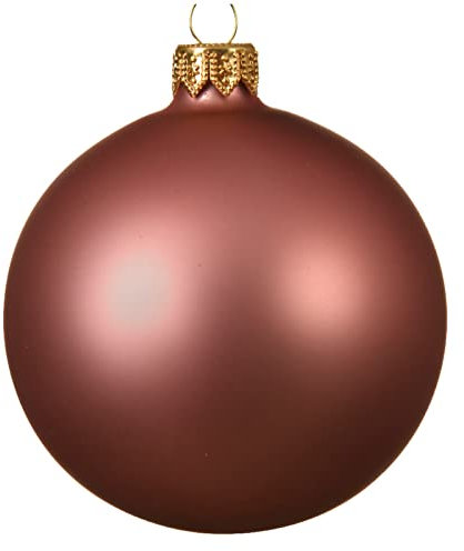 Magie di Natale Weihnachtsbaumkugeln aus Glas verziert (8 cm, Rosa Samt matt, 6)