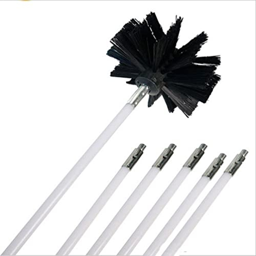 ARMYJY Schornstein-Reinigungsbürsten-Set, Kanal-Entlüftungs-Reinigungsset inkl. 6 flexiblen Verbindungsstangen und 1 Bürstenkopf, für Kamin-Abwasserrohr