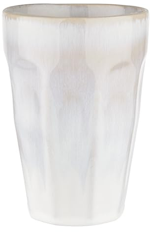 BUTLERS Kaffeebecher 0,33 l Steinzeug Tasse ohne Henkel - BERGAMO - | Weiß - Becher für Tee, Kaffee - Trinkbecher für Cappuccino & Kakao - geriffelte Struktur
