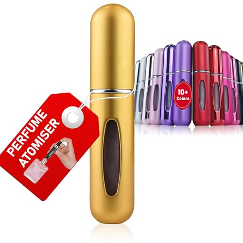 La Lune Perfume Atomiser - Travel Essential, Refillable Perfume Travel Bottle, Atomiser Spray Bottle (5 ml) 18 Colors (Gold (Matt))