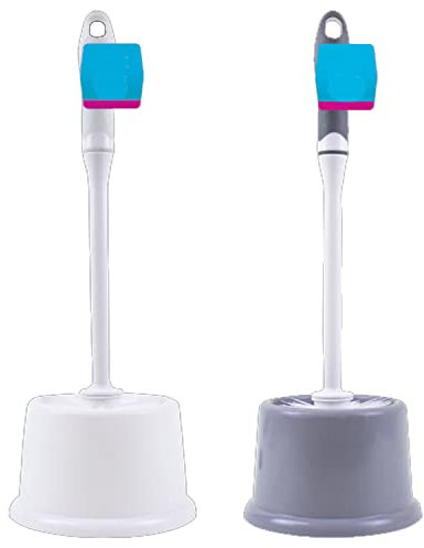 Toilet Brush, Bathroom Toilet Brushes and Holder Sets with No-Slip Long Plastic Handle & Tough Durable Bristles, Toilet Cleaning Brush and Base for Anti-drip (Grey)
