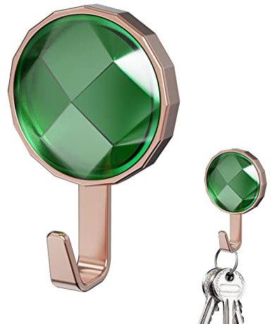 Kasmole Ganci autoadesivi, gancio adesivo da parete, gancio porta asciugamano bagno, porta chiavi a parete, senza foratura, ganci decorativi per camera da letto, cappotto, chiavi, borsa, verde