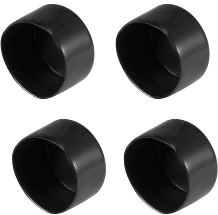 TOP-VIGOR 4Pcs Rubber End Caps, 50mm ID Round Flexible Screw End Caps Thread Protectors, Black Vinyl Bolt Covers Rubber Covers for Screws, Tubes, Cables, Wires, Cyling, etc