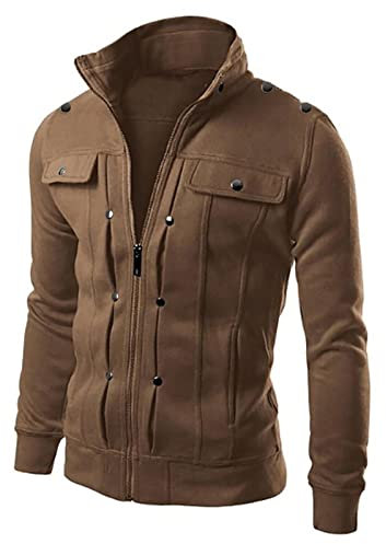 Giacca Moto Uomo in Pelle - Felpa Leggera con Cerniera e Cappuccio - Cotone Leggero - Grigia o Rossa - Con Protezioni