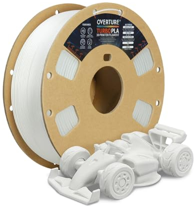 OVERTURE Turbo PLA Filament 1.75 mm Rapide PLA Filament Haute Vitesse 600 mm/s, Filament D'imprimante 3D Hyper PLA, Précision Dimensionnelle +/- 0,02 mm, 1 kg/Spule (Plâtre Blanc)