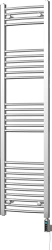 UK Radiators Electric Heated Towel Rail Chrome Curved WiFi/App Control Programmable (1600H x 400W - 600Watts)