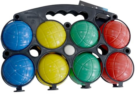 JELEX Boccia 8er-Set, Durchmesser 7,2 cm inkl. Tragekorb und Einer Zielkugel für Outdoor-Spiele im Garten oder den Strand
