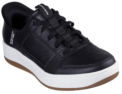 Skechers Zapatillas Deportivas sin Cordones para Hombre 92 Distown, Piel Negra con Ribete Natural, 42 EU