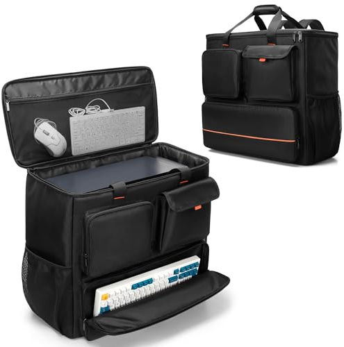 Trunab Mallette de Transport pour Tour PC Bureau avec Plusieurs Poches de Rangement, Sac à Dos pour Tour PC Gamer, Sac à Main du Voyage pour Clavier, Câble, Souris et Casque (Conception Brevetée)