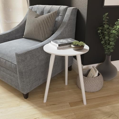 Vida Designs Round Side Table, Small End Table for Living Room, Bedroom, Small Spaces, Easy Assembly H51 x W40 x D40 cm (White)