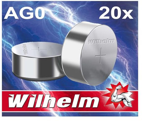 20 x AG0 Wilhelm LR521 LR63 379 Batterie Alkaline Knopfzelle Knopfbatterie 1,5V Größe 5,8 x 2,15mm