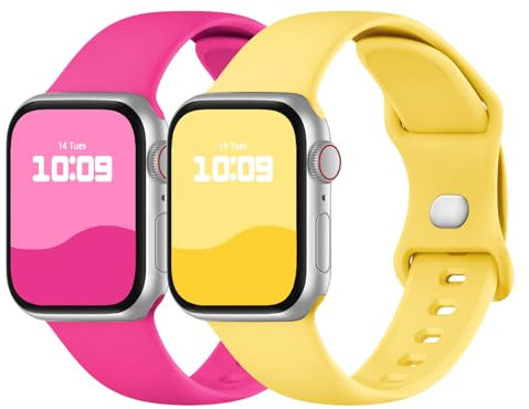 Adepoy 2 Pack Strap Compatible with Apple Watch Straps 49mm 46mm 45mm 44mm 42mm 41mm 40mm 38mm, Soft Silicone Sport Band with Classic Clasp for iWatch Series 10 9 8 Ultra SE 7 6 5 4 3 2 1 Ultra 2