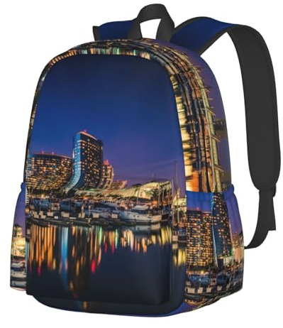 CHANGLEI Portland Laptop-Rucksack für Damen und Herren, lässiger Druck, leicht, waschbar, Polyester, Schwarz , One size