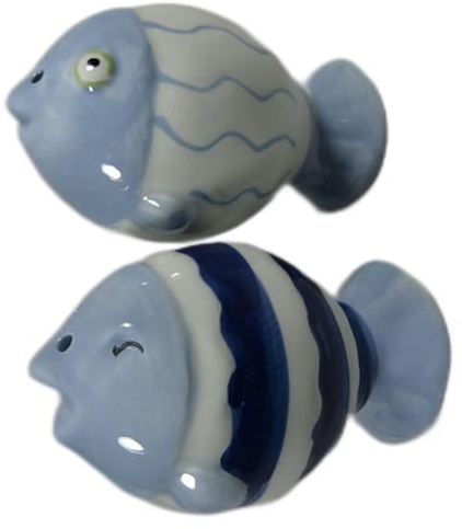 2er Fische Set Salzstreuer & Pfefferstreuer blau je 8 x 5 cm Ø Maritim Figur Deko GTT J164