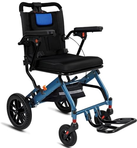 Rollstühle für Erwachsene, Transportrollstuhl, leicht, faltbar (nur 1 Sekunde), ultraleichter Rollstuhl mit 25,4 cm Wabenreifen (nur 9 kg, hält 100 kg)