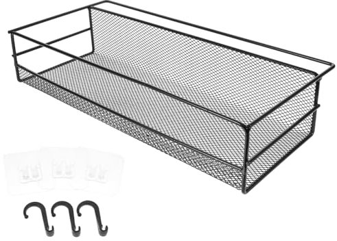 Warmhm Wandmontierter Drahtkorb Mit Haken Rustikales Aufbewahrungssystem Für Küche Und Bad Vielseitiger Metallkorb Ohne Bohren Zur Effektiven Organisation Und Dekoration