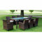 Faroom Polyrattan Sitzgruppe for 8 Personen - Gartenmöbel Set 8 Stühle mit Tisch mit Glasplatte - Garten Sitzgruppe - Polyrattan Gartenmöbel Set für Garten & Terrasse Braun