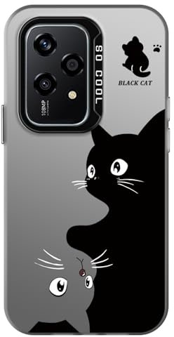 YUXING Cover per Honor 200 Lite 5G Custodia Cellulare Sottile Antiurto con Fiore Animale Doodle Disegno Modello Arte Nero Bumper Slim Case, Cat