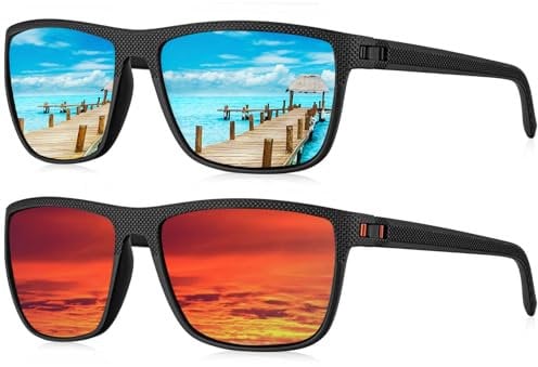 HENGOSEN Sonnenbrille für Männer, Polarisierte Sonnenbrille für Männer mit leichtem Gestell und UV-Schutz