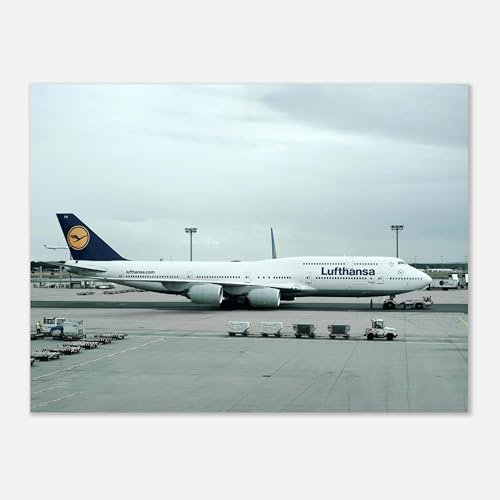 Generisch Poster oder Leinwand I Flugzeug Boeing 747 Lufthansa Flughafen Airport I Wandbild Kunstdruck I PN015 (Leinwand, 60x40 cm)