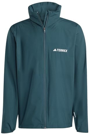 adidas Men's Terrex Multi Essentials 2 Layer Rain Jacket, Aurora Ivy, S
