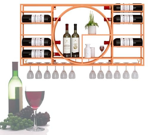 Étagère à vin murale en métal avec rangement pour verres à vin, mini bar, liqueur, vitrine pour bouteilles de whisky, cuisine, salle à manger, bar