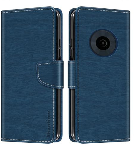 Striped PU Leather Wallet Phone Case Compatible with Nokia 110 4G 2023, Slim Magnetic Flip Cover with Card Slots and Stand Function (Blue)