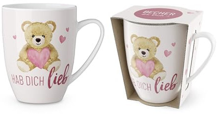 LaVida Becher für Dich 250 ml, Hab Dich lieb, Teddy, Herz